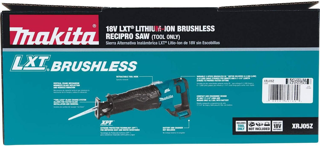 Makita XRJ05Z 18V LXT Lithium-Ion Brushless Cordless Recipro Saw, Tool Only