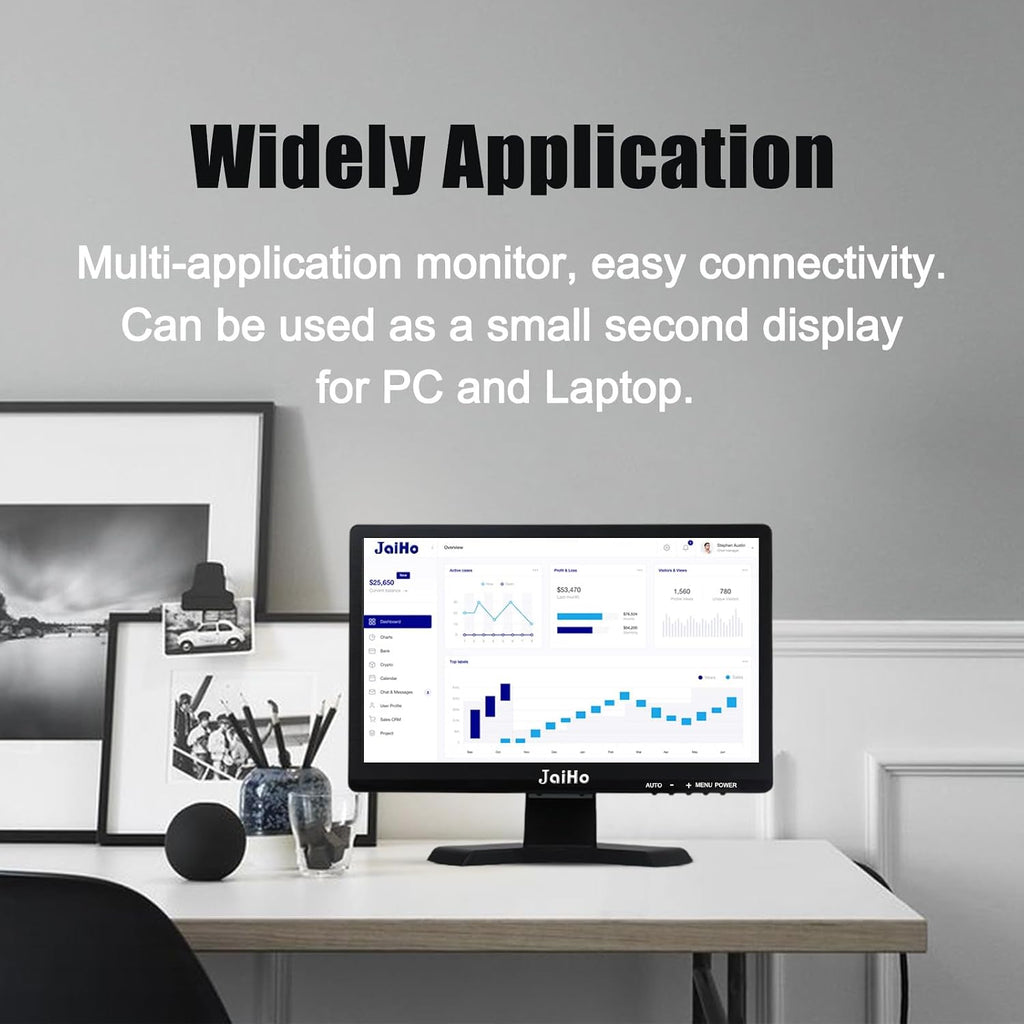 JaiHo 15.6-Inch Professional Security Monitor, 1920x1080P CCTV Screen with Metal Housing, BNC HDMI VGA AV USB, Industrial Display for DVR NVR System, 24/7 Reliable Security Surveillance
