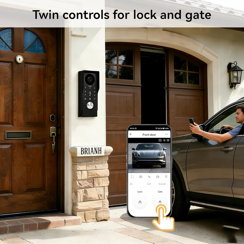 Video Door intercom 2-Wired, doorbell withCamera, Full HD Camera, Door intercomSupports Password, 7' WiFi Monitor andTuya APP, 2-Way Audio, Unlock for HomSecurity System