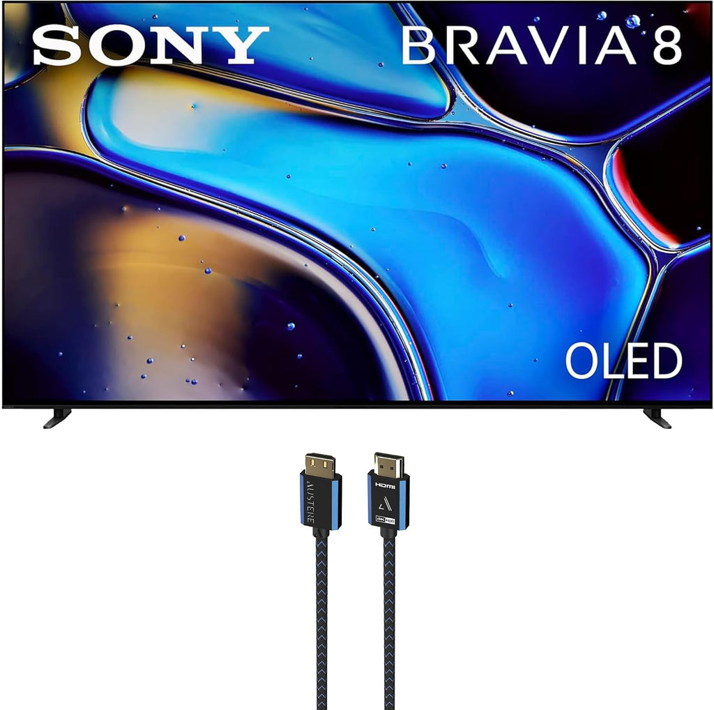 Sony K55XR80 55 Inch IMAX Enhanced Bravia OLED 4K HDR Google TV with an Austere 5S-4KHD2-2.5M V-Series 2.5m Premium 4K HDR HDMI Braided Cable (2024)