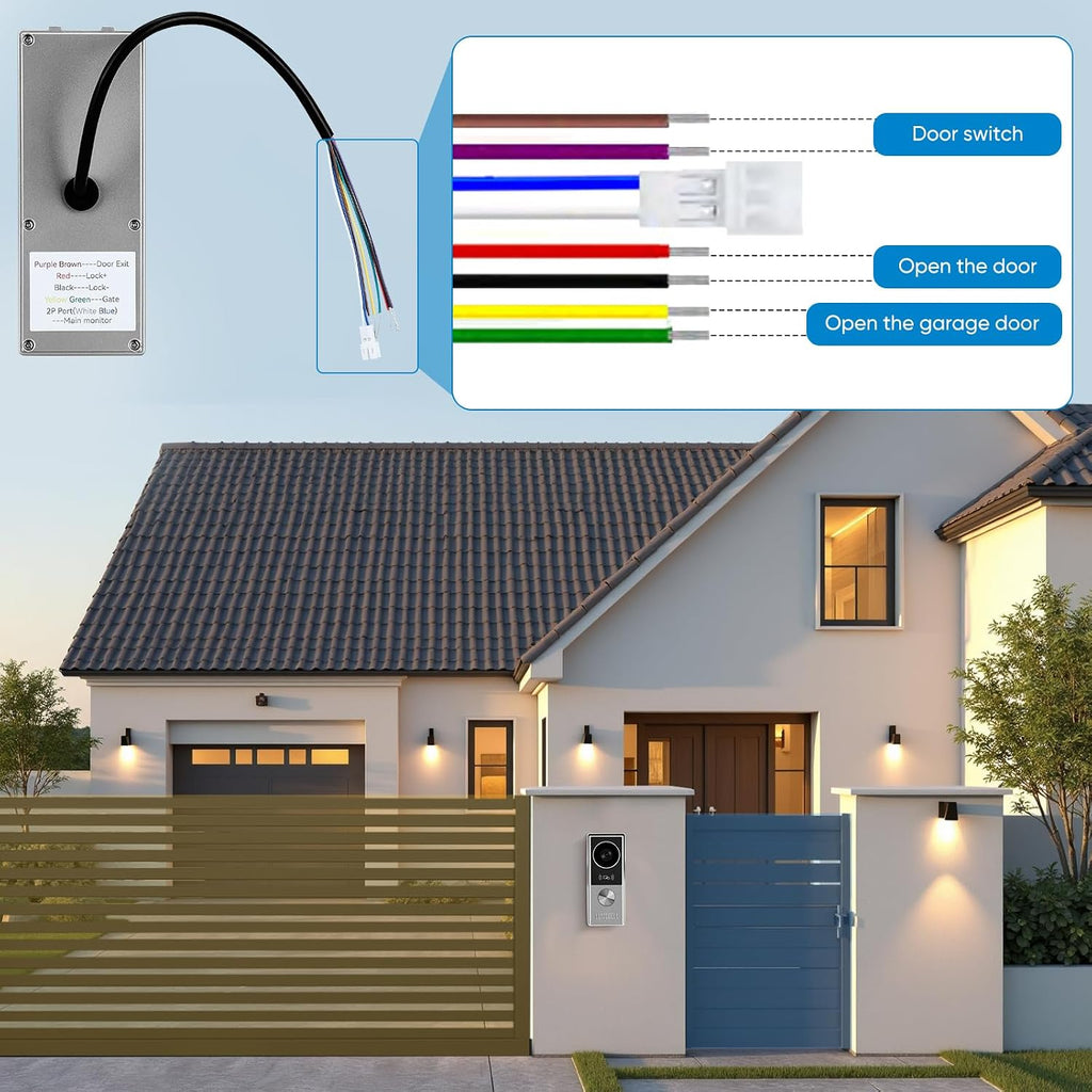 Wired Video Doorbell Camera with Indoor Monitor, Video Intercom System, 7' Touchscreen Display, Night Vision, 130° Wide Angle, Two-Way Talk, Tuya App Remote Unlock, Waterproof, No Monthly Fees