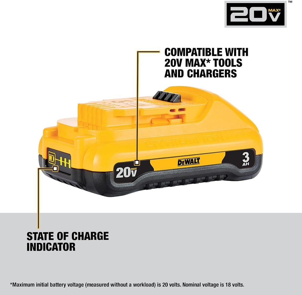DEWALT 20V MAX Battery Pack with Charger, 3 Ah, Extra Long Run Time (DCB230C)