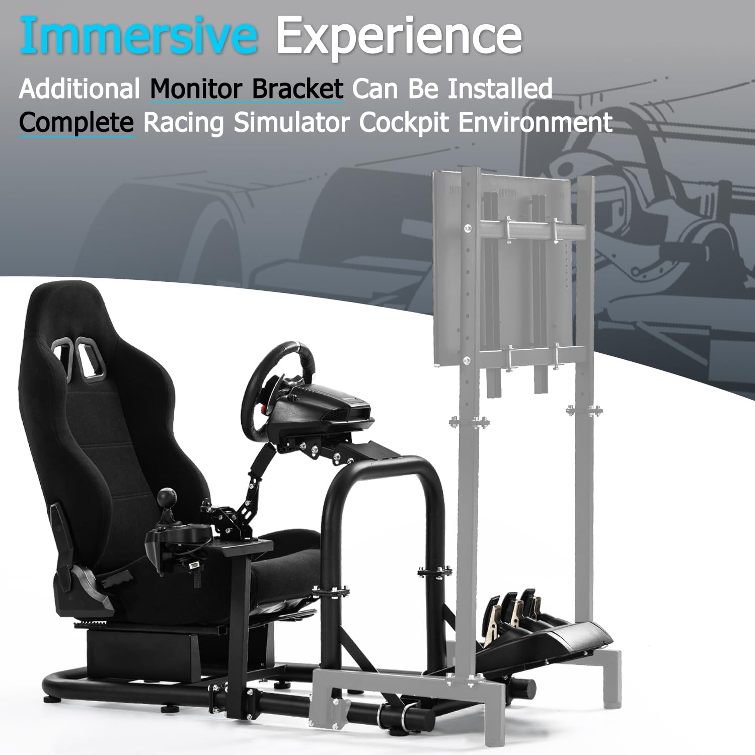 Anman Stability Racing Simulator Cockpit with Gaming Chair Fit for Logitech G27 G923,for Thrustmaster T248, for Fanatec CSL-DD Racing Wheel Stand Without Wheels,Shifter and pedals