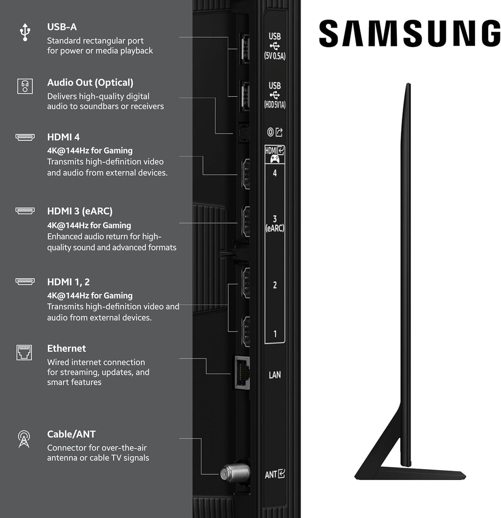 Samsung QN85QN70FAFXZA 85 Inch Neo QLED 4K Smart TV with an Austere 5S-PS4-US1 4-Outlet Power with Omniport USB (2025)