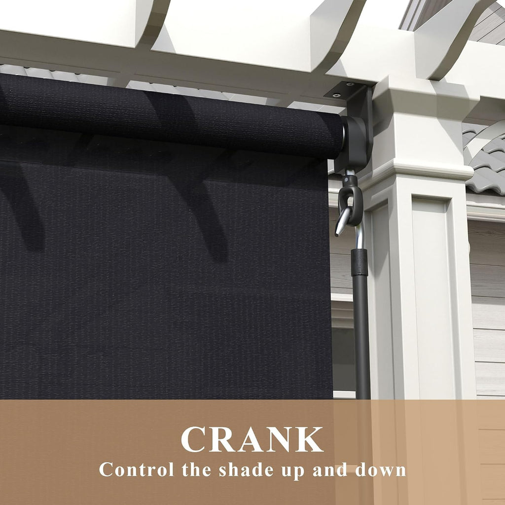 Outdoor Roller Shade 120' W x 96' H, Exterior Cordless Blinds with Splicing Design, UV Protection Roll Up Shade for Patio, Porch, Gazebo, Pergola, Graphite