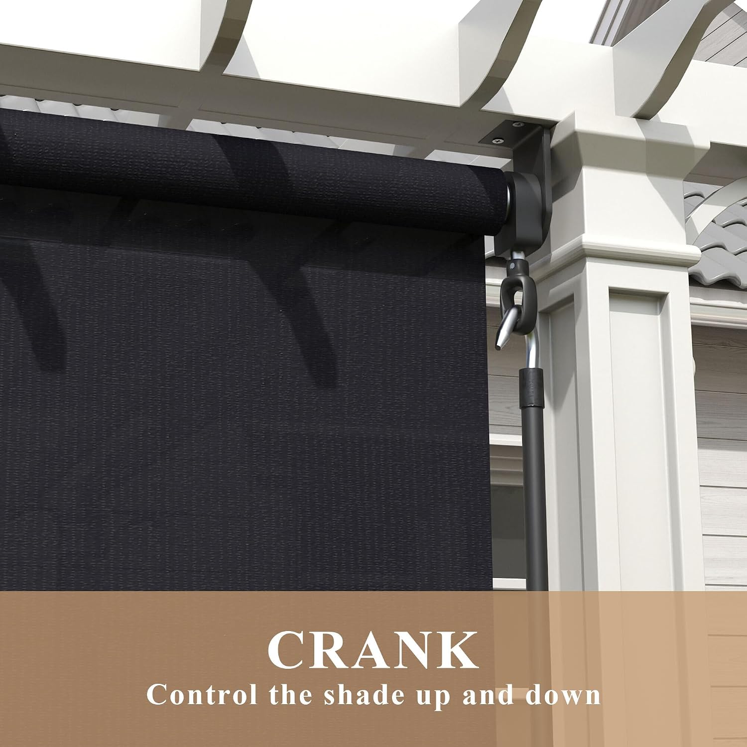 Outdoor Roller Shade 120' W x 96' H, Exterior Cordless Blinds with Splicing Design, UV Protection Roll Up Shade for Patio, Porch, Gazebo, Pergola, Graphite