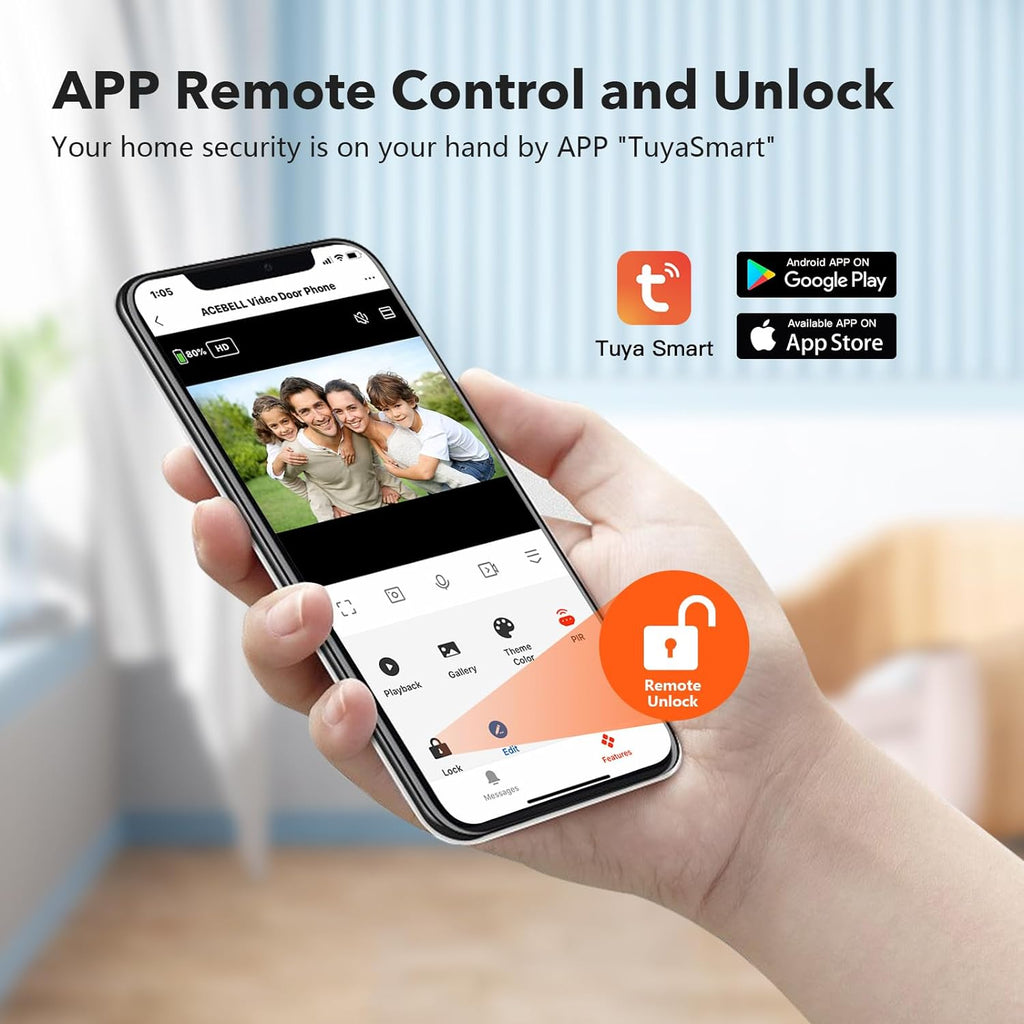 Wireless Smart Video Doorbell Intercom System, WiFi 1080P Video Doorbell Camera with Monitor, Video Door Phone with 7''Touch Screen, Motion Detection, No Subscription, APP Control