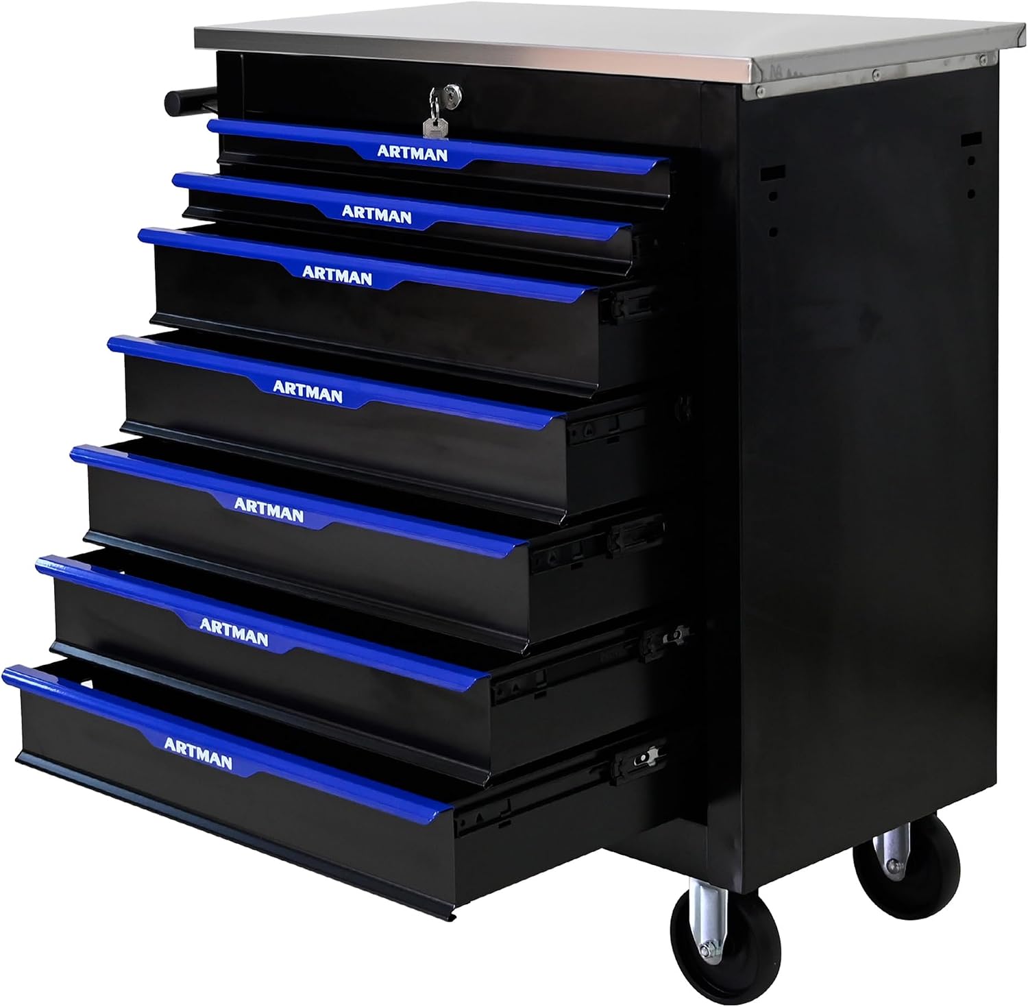 RYH 4/5/6/7 Drawers Rolling Tool Chest & Tool Box on Wheels | Heavy Duty Metal Cart with Ball Bearing Drawers | Fits US General Tool Box for Garage Storage (Black-4) (7-Drawer)