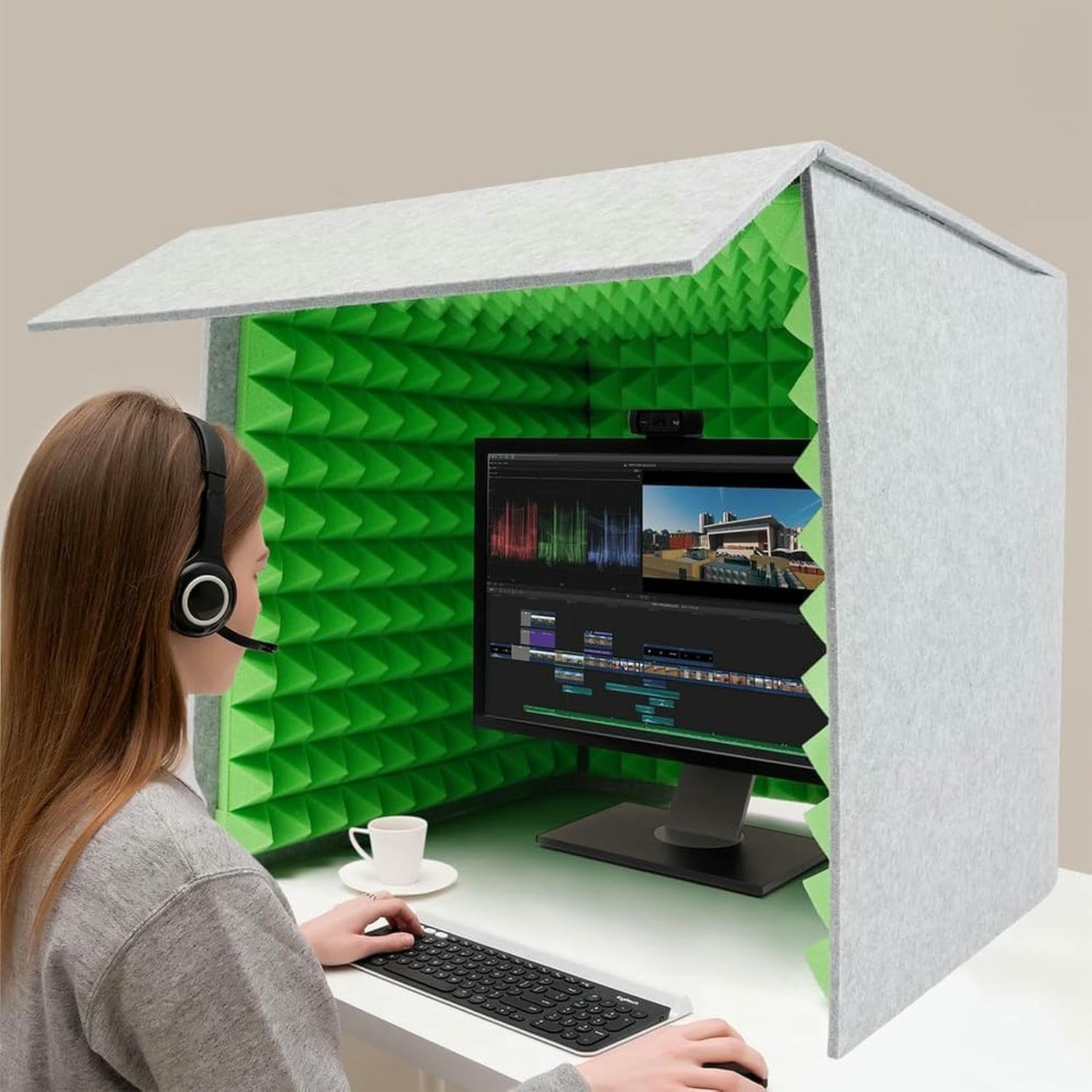 Music Desktop Soundproof Booth, Portable Recording Cover, Filter Vocal Sound Isolation Box, for Singing Gaming and Broadcasting