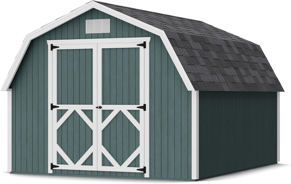 Little Cottage Co. 10x12 Classic Gambrel Barn with 4 ft. Sidewalls with Floor, Outdoor Wood Storage Shed Do-It-Yourself Precut Kit