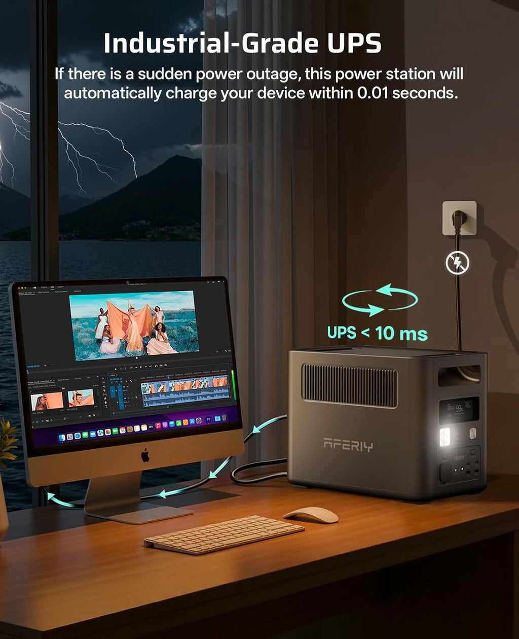 AFERIY Portable Power Station, 1024Wh LiFePO4 Solar Generator, 1800W(Peak 3600W) AC Output, Compact Lightweight Design, Fast Recharge for Home, Camping, RV, Outdoor Emergencies (Solar Panel Optional)