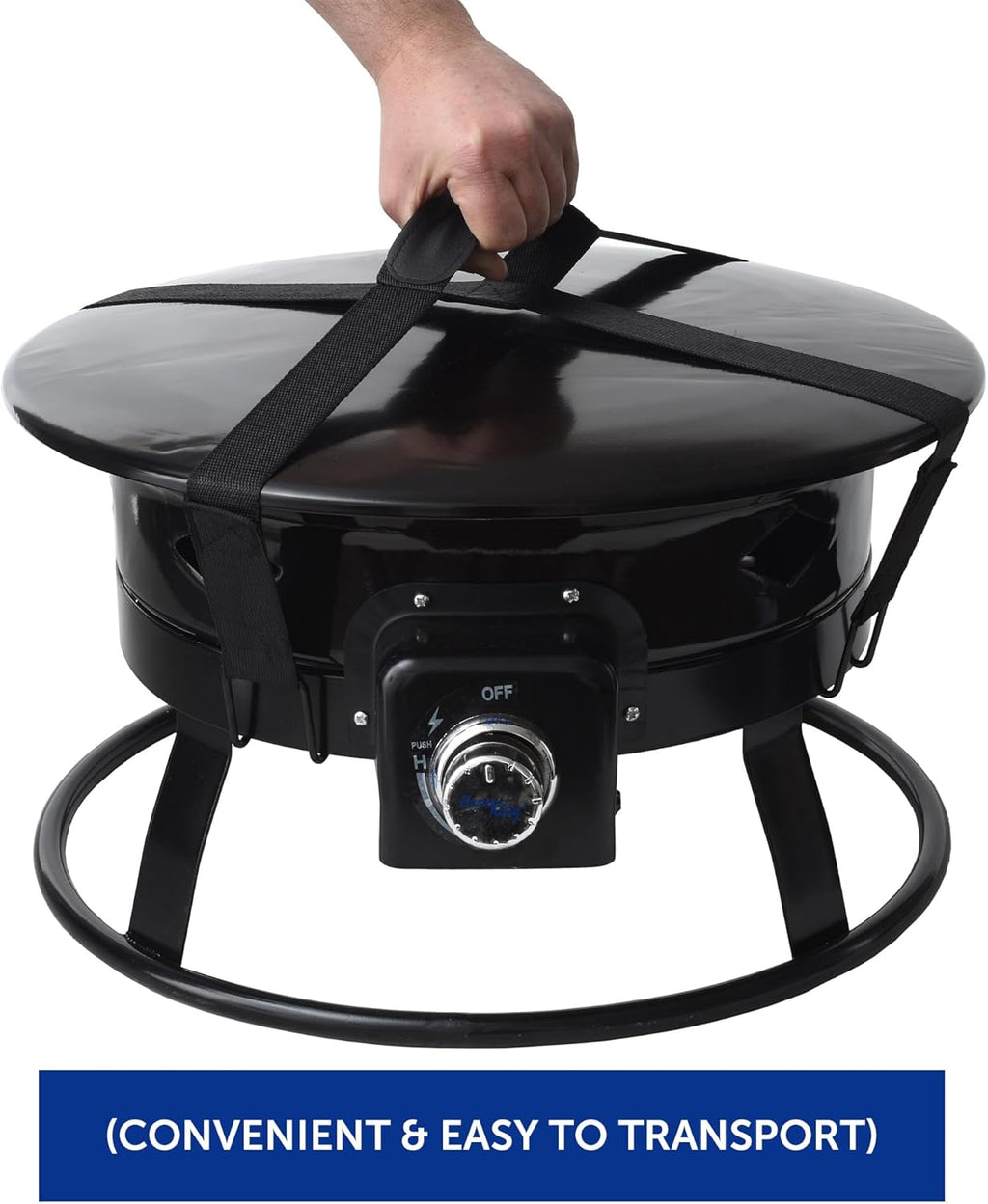Flame King Smokeless Portable Propane Fire Pit Bowl, 19 inches, 58K BTU with Propane Grip Scale, Self Igniter, Cover, & Carry Straps for RV, Camping, & Outdoor Living