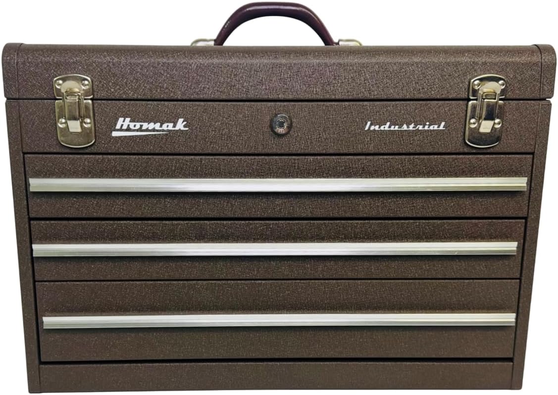 Homak Industrial 20-Inch 3-Drawer Friction Toolbox, Brown Wrinkle Powder Coat, BW00203200