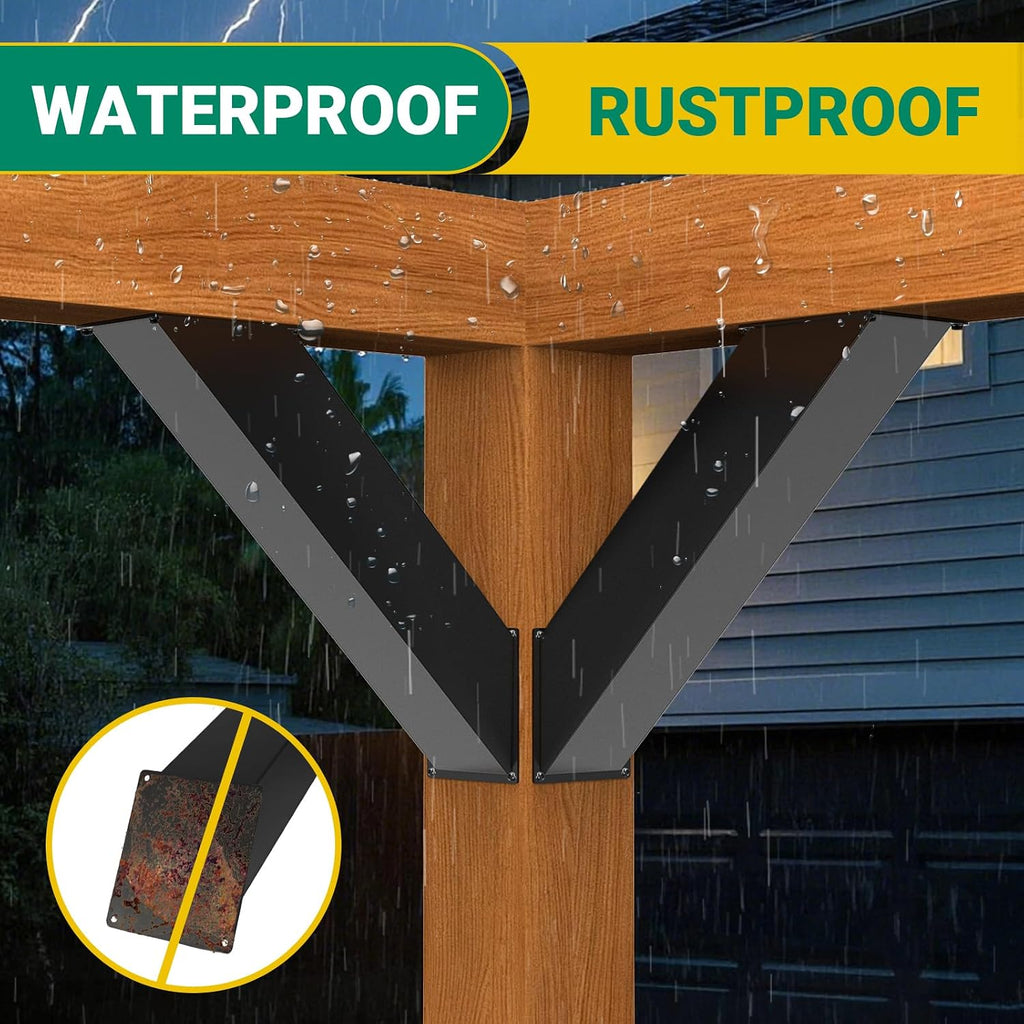 4''X4'' (Actual: 3.2''X3.2'') 45 Degree Angle Support Bracket 4pcs, Heavy Duty Pergola Brackets for Gazebos, Porches, Wood Post and Beam 45 Degree Bracket