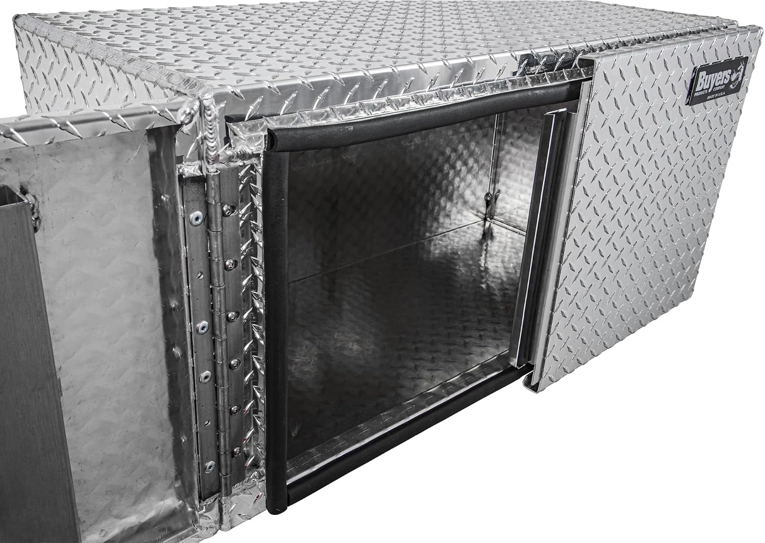 Buyers Products 1705205 Diamond Tread Aluminum Underbody Truck Box with Barn Door, 18 x 18 x 36 Inch, Lockable T Handles, Truck Storage and Organizer, Made in the USA, Silver