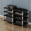 AV Shelf - Media Storage Tower for Projector, DVD Player, Game Console - Portable Gaming Rack & Stand for Cable Box - Home Entertainment Organizer - Modern White Design