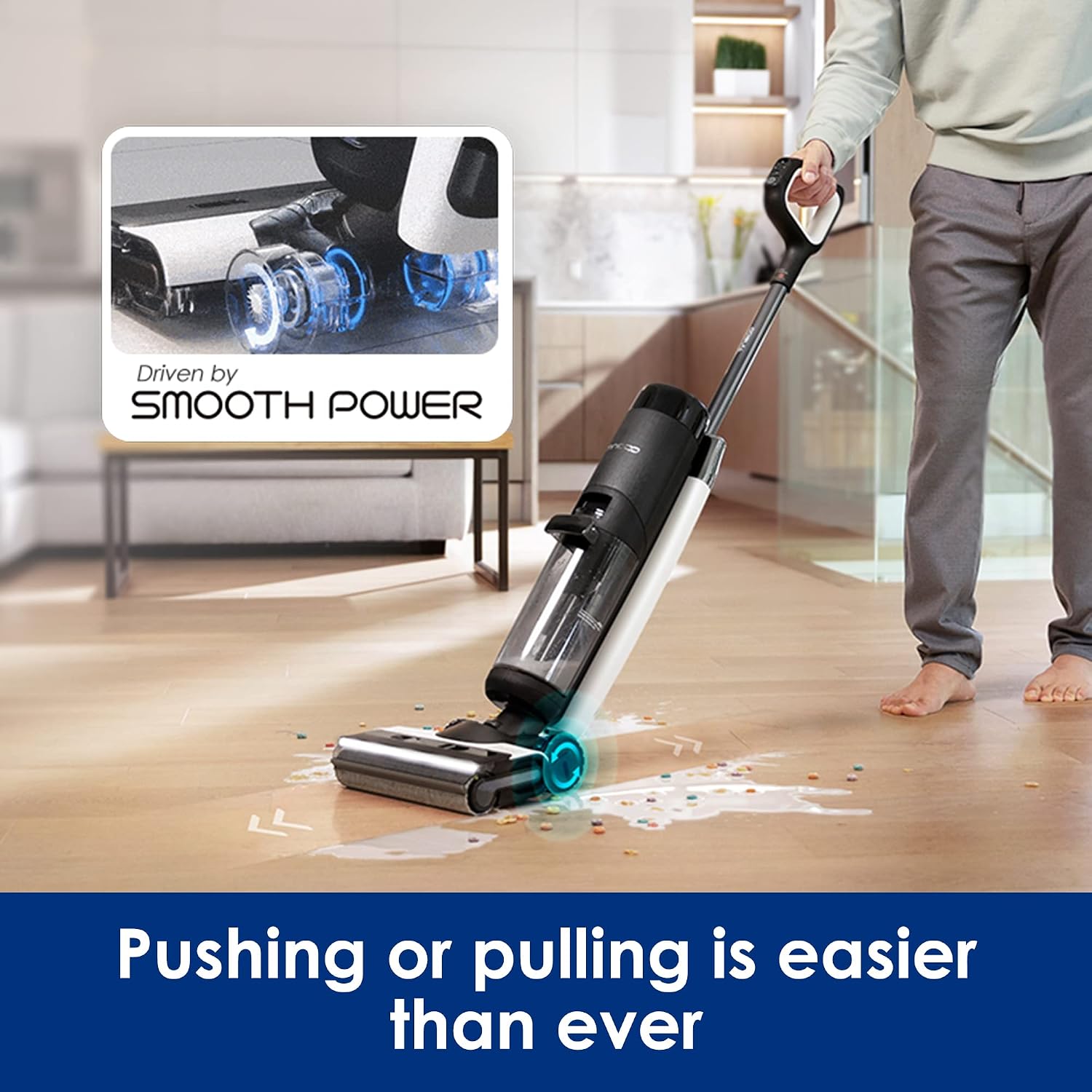 Tineco Floor ONE S7 PRO Cordless Wet Dry Vacuum Cleaner, Smart Floor Cleaner Mop for Hard Floors, Long Run Time, Dual-Sided Edge Cleaning, Self-Cleaning, Centrifugal Drying Process