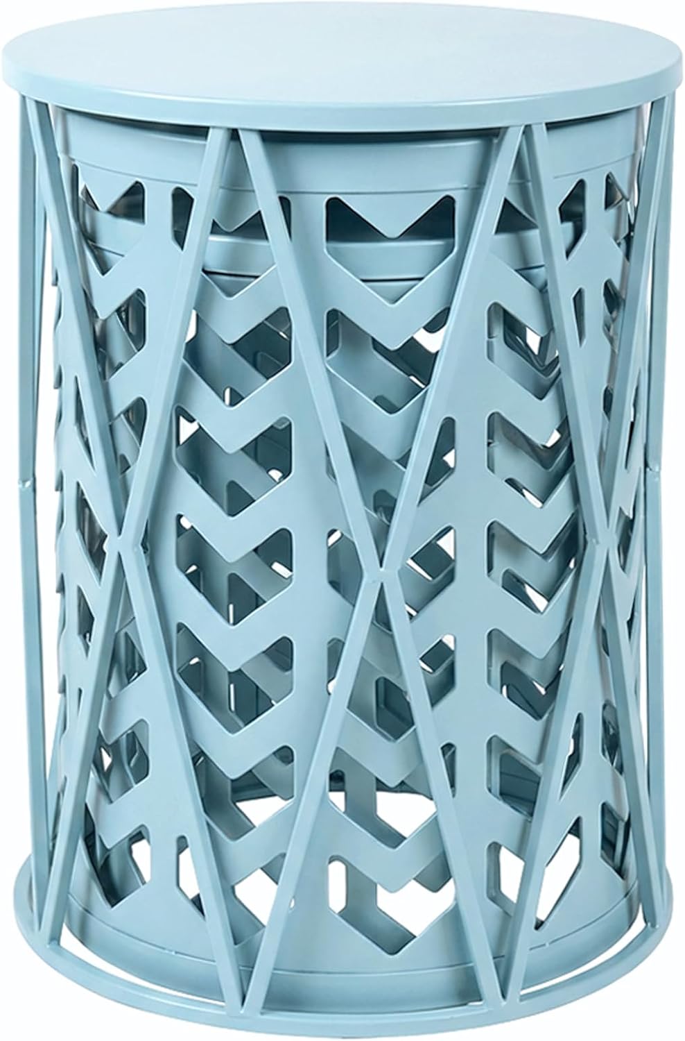 Y&M Set of 3 Round Heavy-Duty Side Table End Table, Coffee Table for Indoor Multifunctional Use, Outdoor Decorative Garden Stool Plant Stand-Light Blue