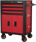 Tool Chest with Wheels - 28inch Tool Box with 3 Drawers & 1 Big Tool Cabinet with 2 Door, Metal Rolling Tool Cabinet with Locking System, for Garage, Warehouse, Workshop, Repair Shop