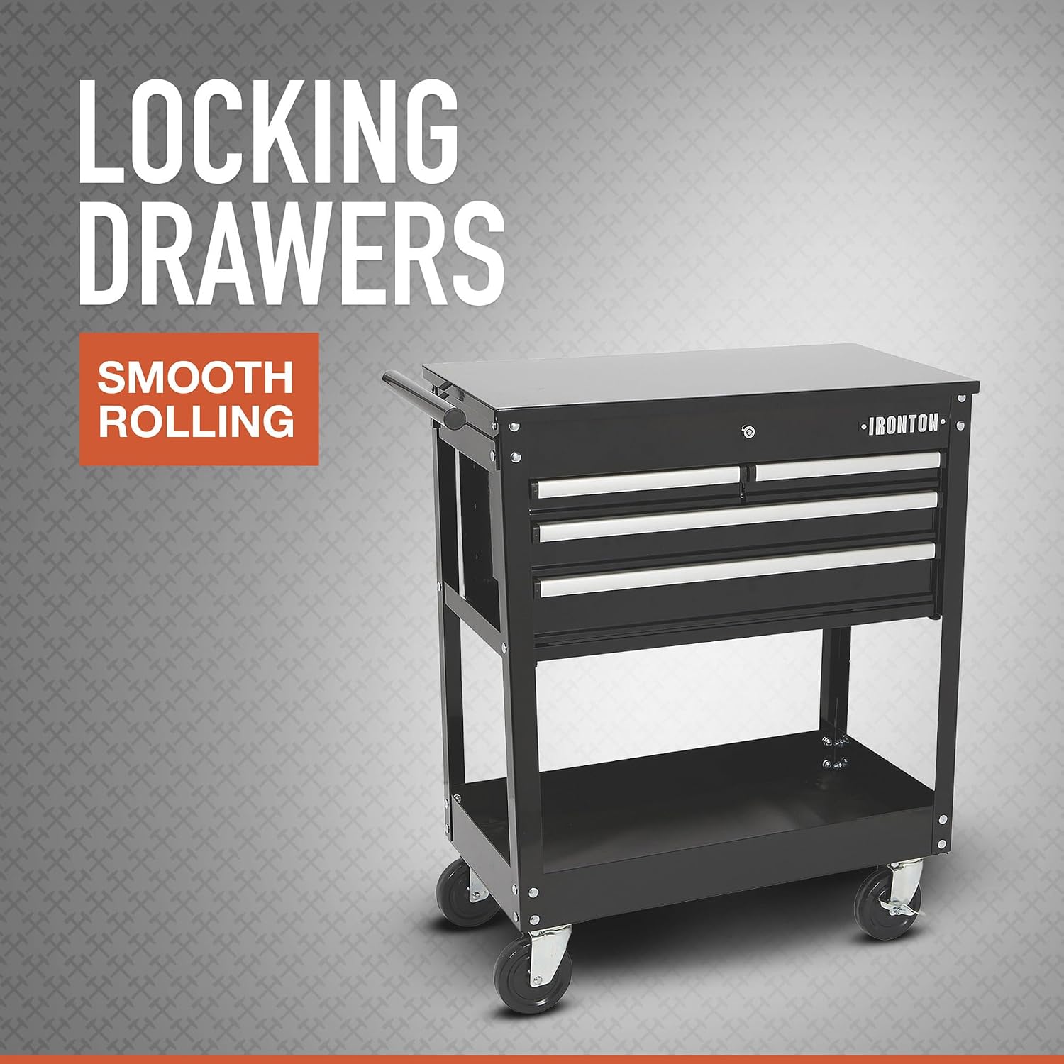 Ironton Mobile Tool Chest, Slide Top Tool Cart Made of Rust-Resistant Powder-Coat Finish, Mobile with Fully Opening Lid, Four Locking Drawers, Rolling Tool Carts Tool Cart with Drawers