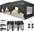 COBIZI Canopy 10x30 Pop Up Canopy Tent with 8 Sidewalls Party Tents for Parties Wedding Backyard Waterproof Outdoor Commercial Event Tent with Stakes, Ropes, Sandbags, Black