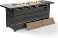 SUNSHINE VALLEY Propane Gas Fire Pit Table 57' 0utdoor Firepit Table Rectangular Wood-Like Tabletop with Glass Rock, Black Outdoor Fire Pit for Patio Outdoor Outside Garden Backyard Deck