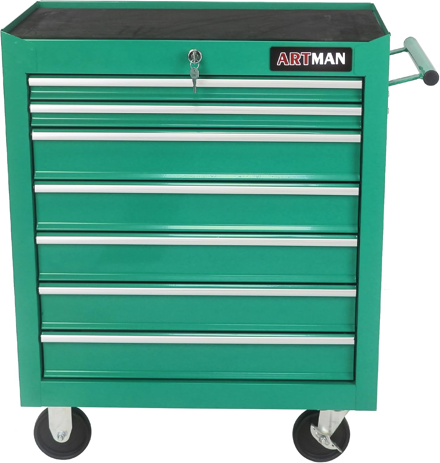 Rolling Tool Chest with 7-Drawer Tool Box with Wheels Multifunctional Tool Cart Mechanic Tool Storage Cabinet for Garage, Warehouse, Workshop, Repair Shop (Green)