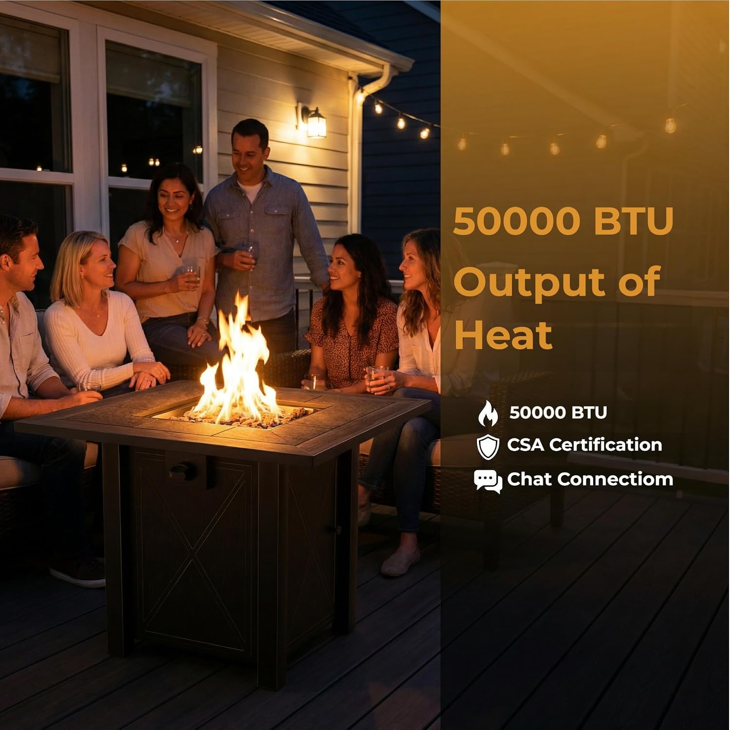 HOTEAGLE 30' Propane Fire Pit with Premium Ceramic Tabletop, 50000 BTU Powerful Gas Firepit Table - Includes Lid and Lava Rocks, Ideal Outdoor Fire Pit for Dining, Party in Patio, Garden, Yard