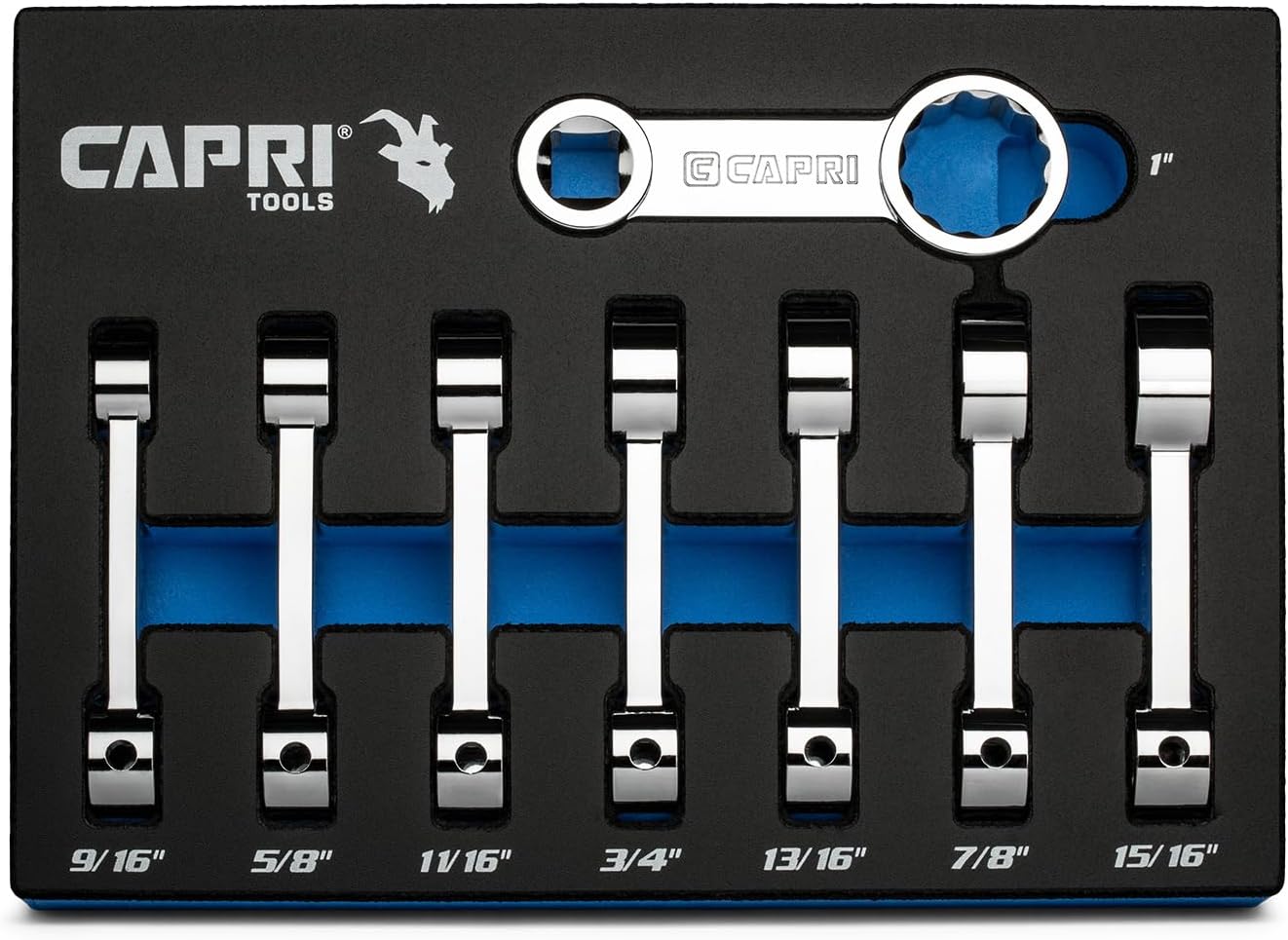 Capri Tools 1/2 in. Drive Torque Adapter Set, 12-Point Box End, 9/16 to 1 in., SAE, 8-Piece with Mechanic's Tray