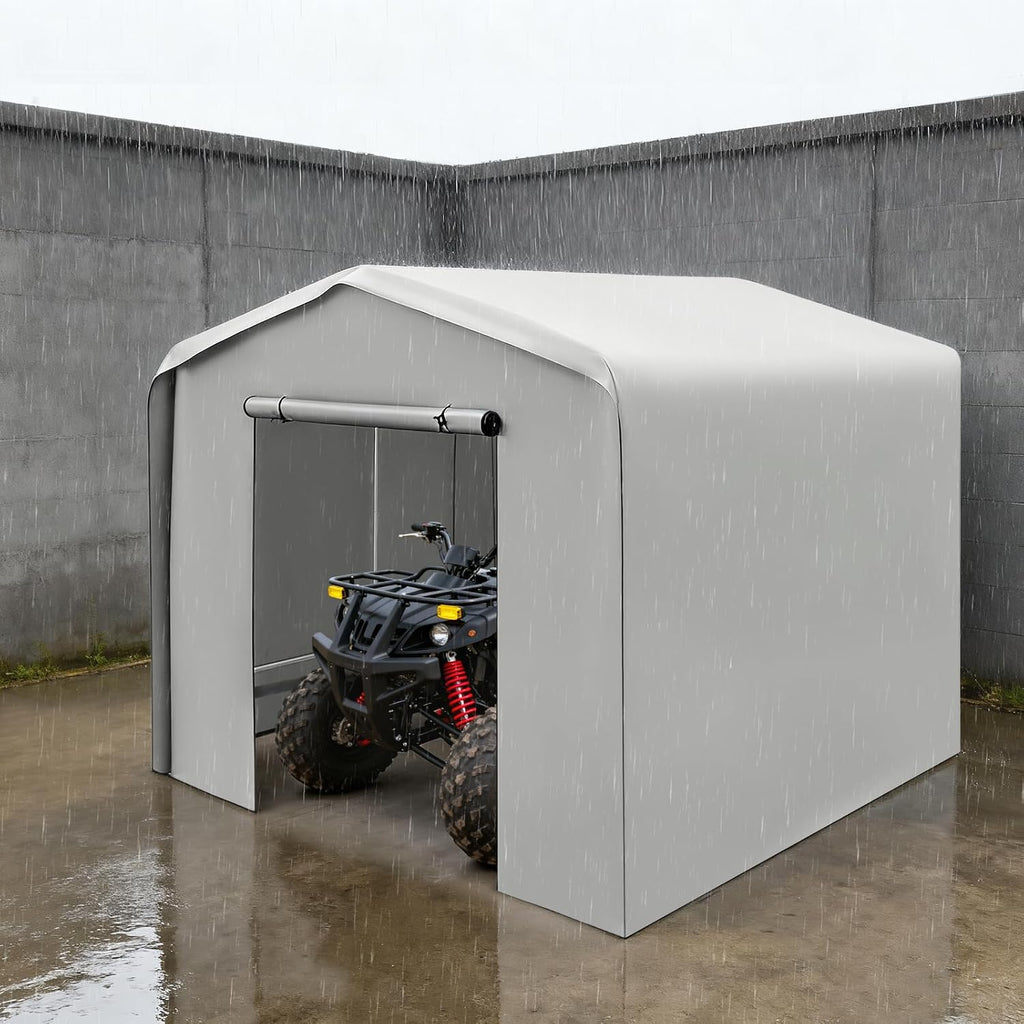 12X8Ft Portable Car Port with Roll-Up Windows Reinforced Portable Garage Heavy Duty Carport Shelter Car Canopy for Outdoor Garden (Grey, 12x12x8Ft)