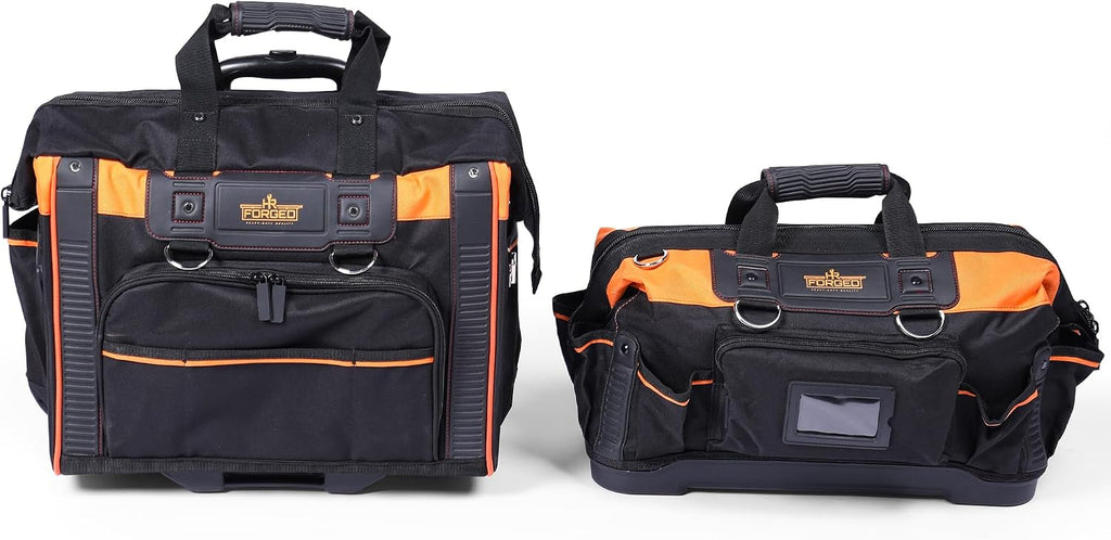 18' Rolling & Duffle Tool Bag - 2 Pack - Portable Tool Bag with Wheels - Water Resistant Fabric - 29 & 15 Pocket Roll Bag for Mechanics, Electricians, Plumbers & Hvac Bag