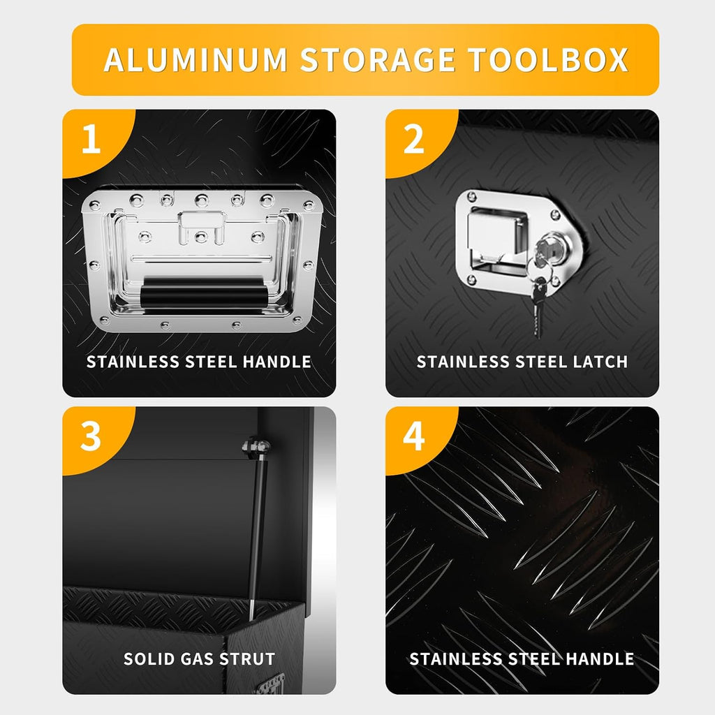 36 inch Truck Tool Box,Trailer Tool Box w/Lock and Keys,Waterproof Aluminum Truck Chest Toolbox For Pickup Truck,Trailer,UTV,ATV-36 X 15 X 14 inch,Black