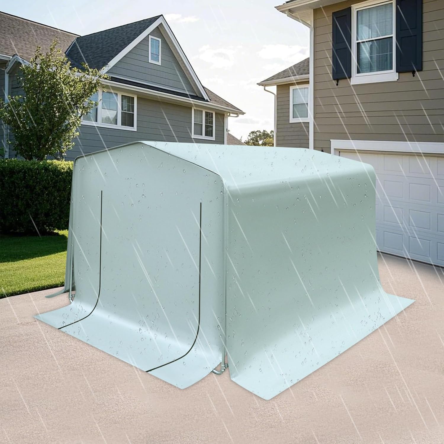 10x6Ft Portable Car Port with Roll-Up Windows Reinforced Portable Garage Heavy Duty Carport Shelter Car Canopy for Outdoor Garden (Grey, 6x10x6Ft)