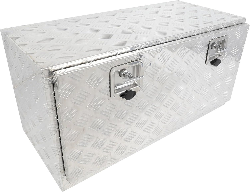 SCITOO 36 Inch Heavy Duty Truck Bed Tool Box,Aluminum Crossover Storage for Most Full Size Pickups,Lockable Weatherproof Diamond Plate Chest,Fits 36' Truck Beds,Easy Access to Load and Unload