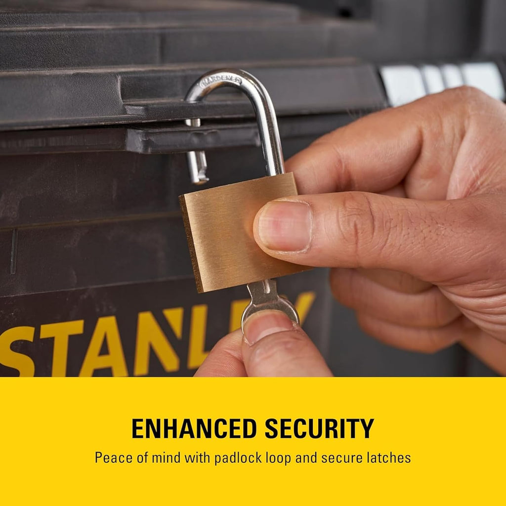 STANLEY Rolling Workshop Toolbox, Detachable Toolbox with Drawers, Flip Bin, Back Pocket, 7 Heavy Duty Wheels, 1-79-206