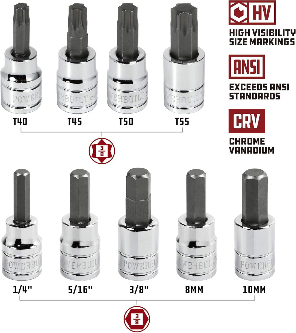 Powerbuilt 642453 152 Piece 1/4-inch, 3/8-inch, and 1/2-inch Drive Mechanics Tool- with SAE and Metric Socket Set, 72 Tooth Seal-Head Ratchet, Automotive Tool Kit, including Case