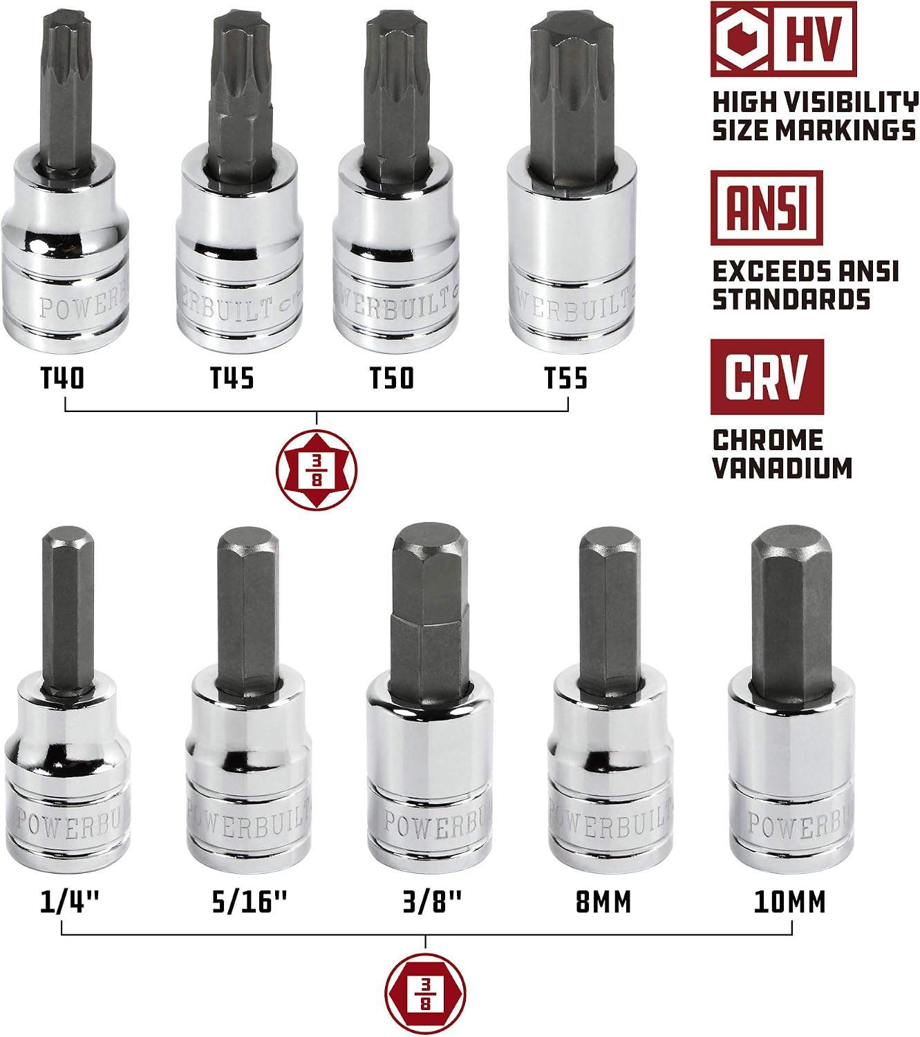 Powerbuilt 642453 152 Piece 1/4-inch, 3/8-inch, and 1/2-inch Drive Mechanics Tool- with SAE and Metric Socket Set, 72 Tooth Seal-Head Ratchet, Automotive Tool Kit, including Case