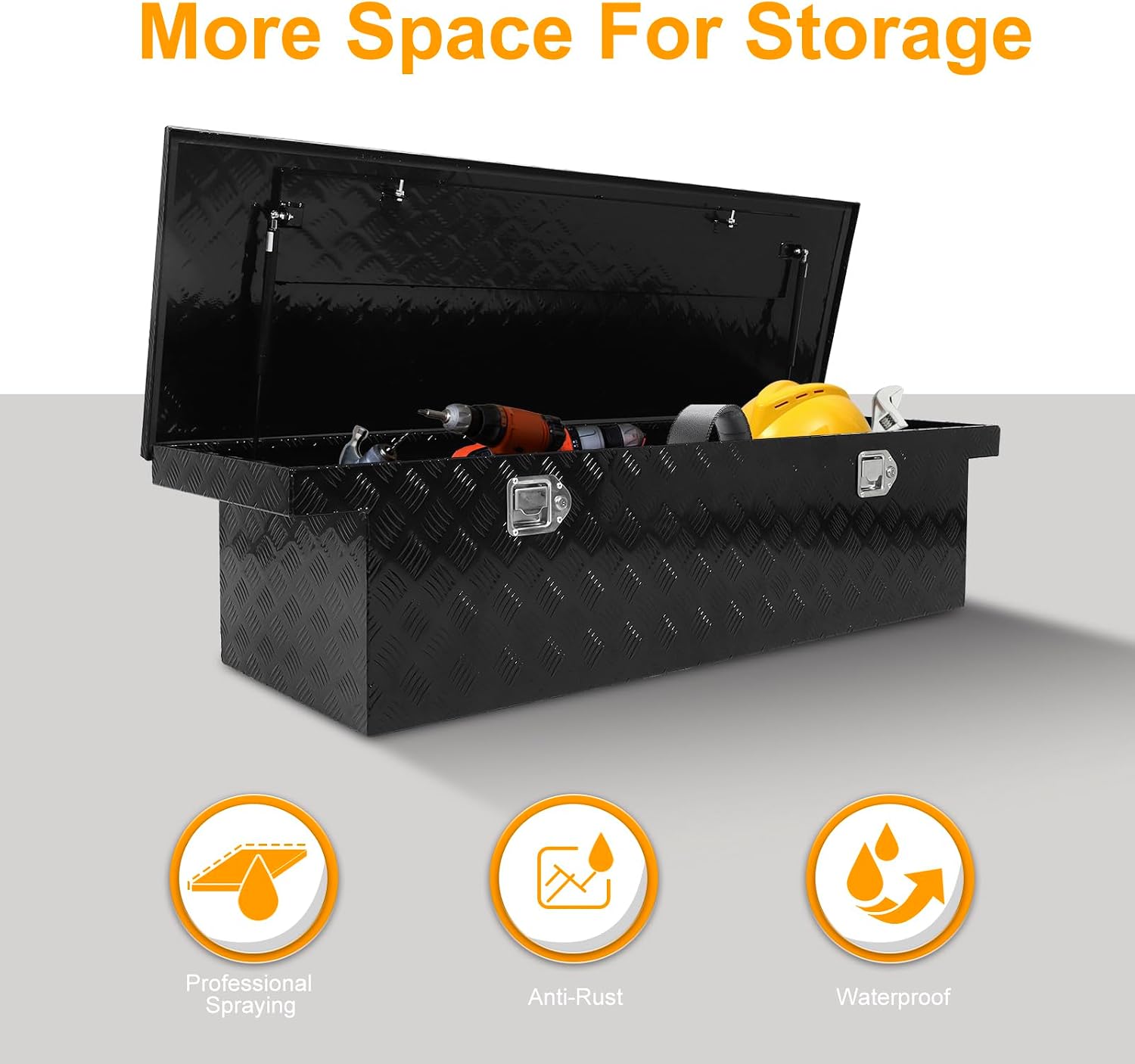 Crossover Tool Box Deep 14' H x 20' D x 60' L Waterproof Lockable Aluminum Black Truck Storage Box Compatible with Chevy Colorado,Ford Ranger,GMC Canyon（For Mid-Size Trucks