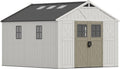 Devoko 10x12 FT Resin Outdoor Storage Shed with Floor, Outside Large Storage Shed for Patio Backyard Lawn, Beige