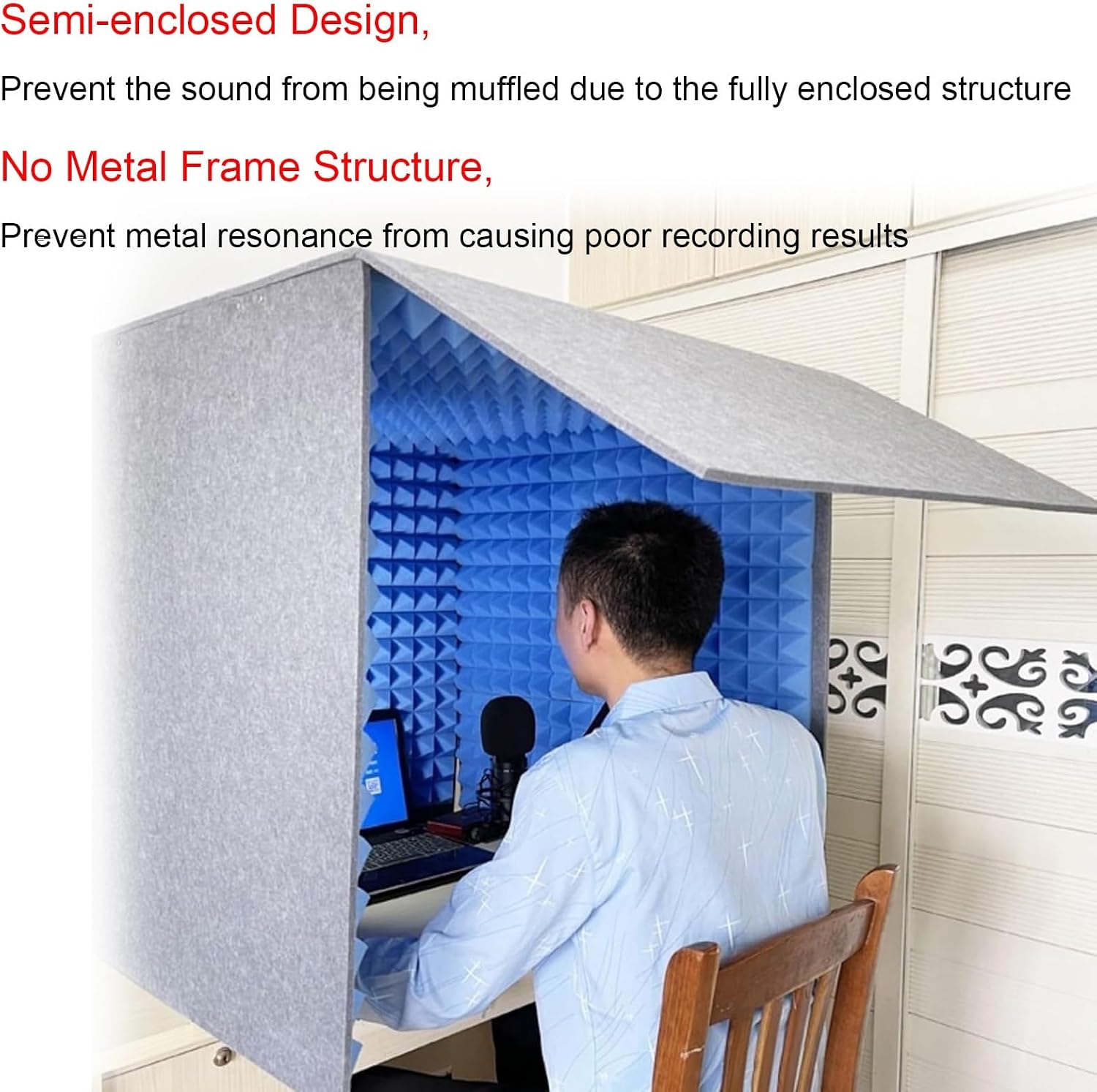 Portable Vocal Booth, Removable Sound Isolation Room, Desktop Soundproof Cover, for Microphone Recording Equipment Podcasts Singing Gaming and Broadcasting (Purple)