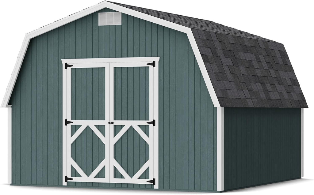 Little Cottage Co. 12x12 Classic Gambrel Barn with 4 ft. Sidewalls with Floor, Outdoor Wood Storage Shed Do-It-Yourself Precut Kit