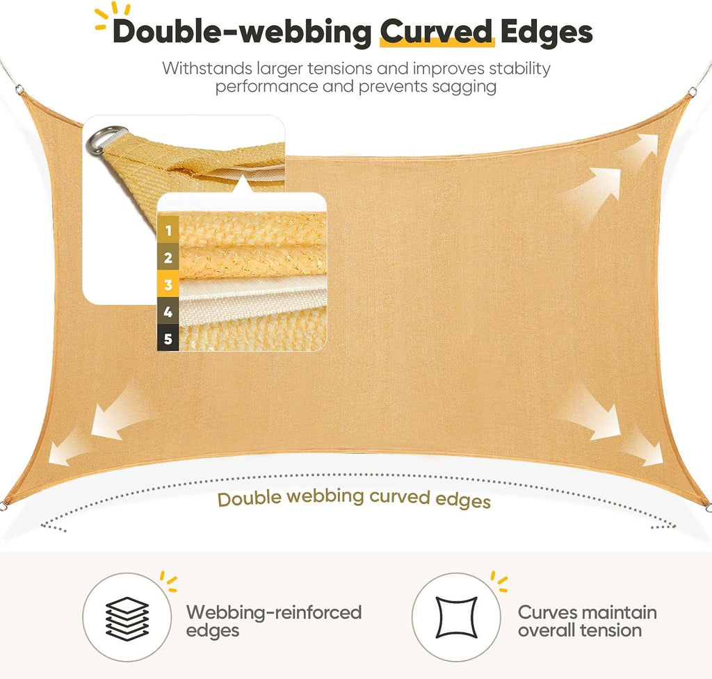 Quictent 26X20 FT Sun Shade Sail Bundle with 12X16 FT 100% Waterproof Shade Sail