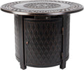 Fire Sense 62988 Wagner Woven Aluminum Convertible Gas Fire Pit Table 37,000 BTU Multi-Functional Outdoor with Fire Bowl Lid, Nylon Weather Cover & Clear Fire Glass - Bronze Finish - Round - 34'