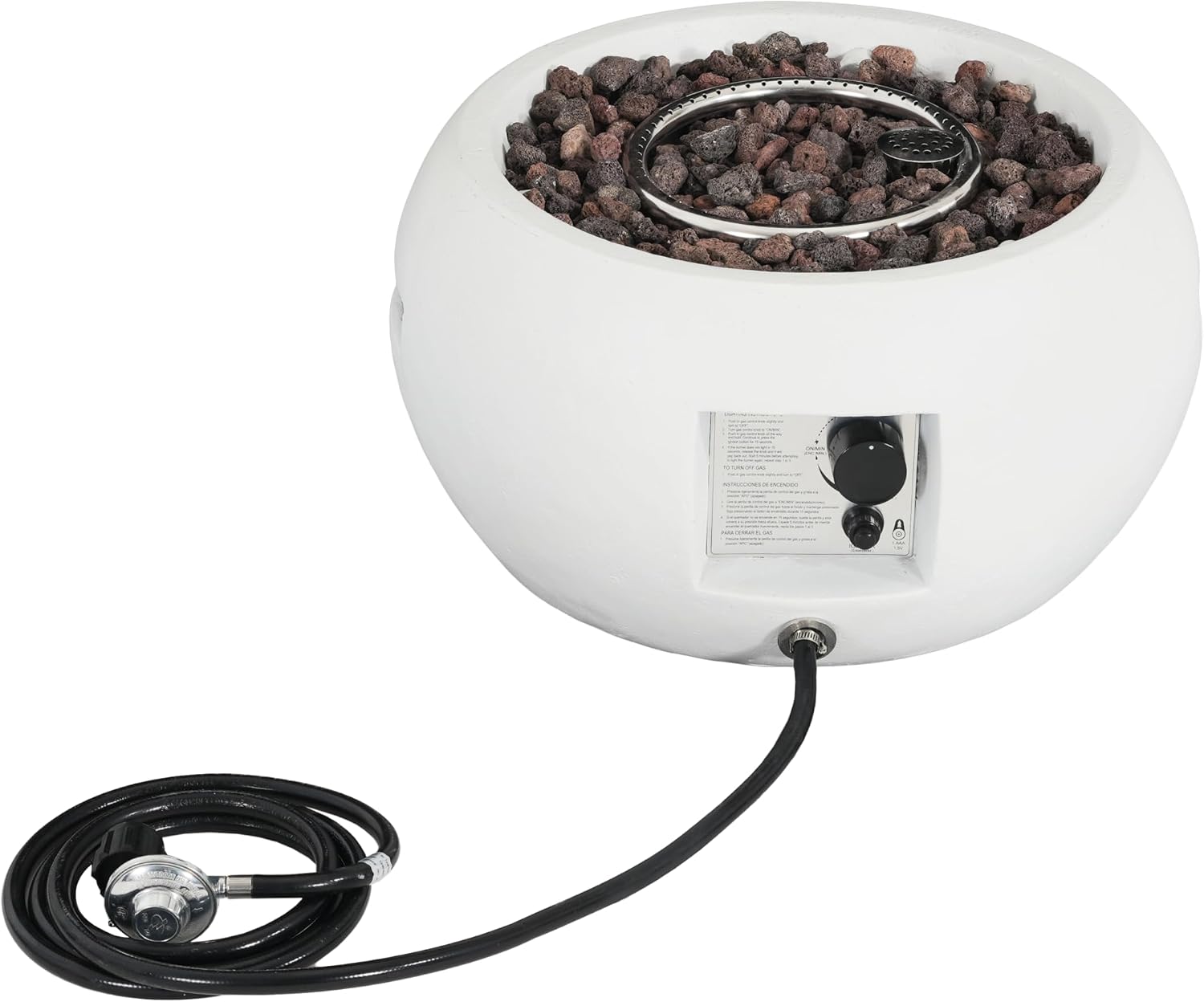 Merax 22-inch Outdoor Propane Fire Pit, 40,000 BTU Portable Tabletop Firepit for Patio, MGO Steel (Tank Cover Not Provided), No Assembly, White