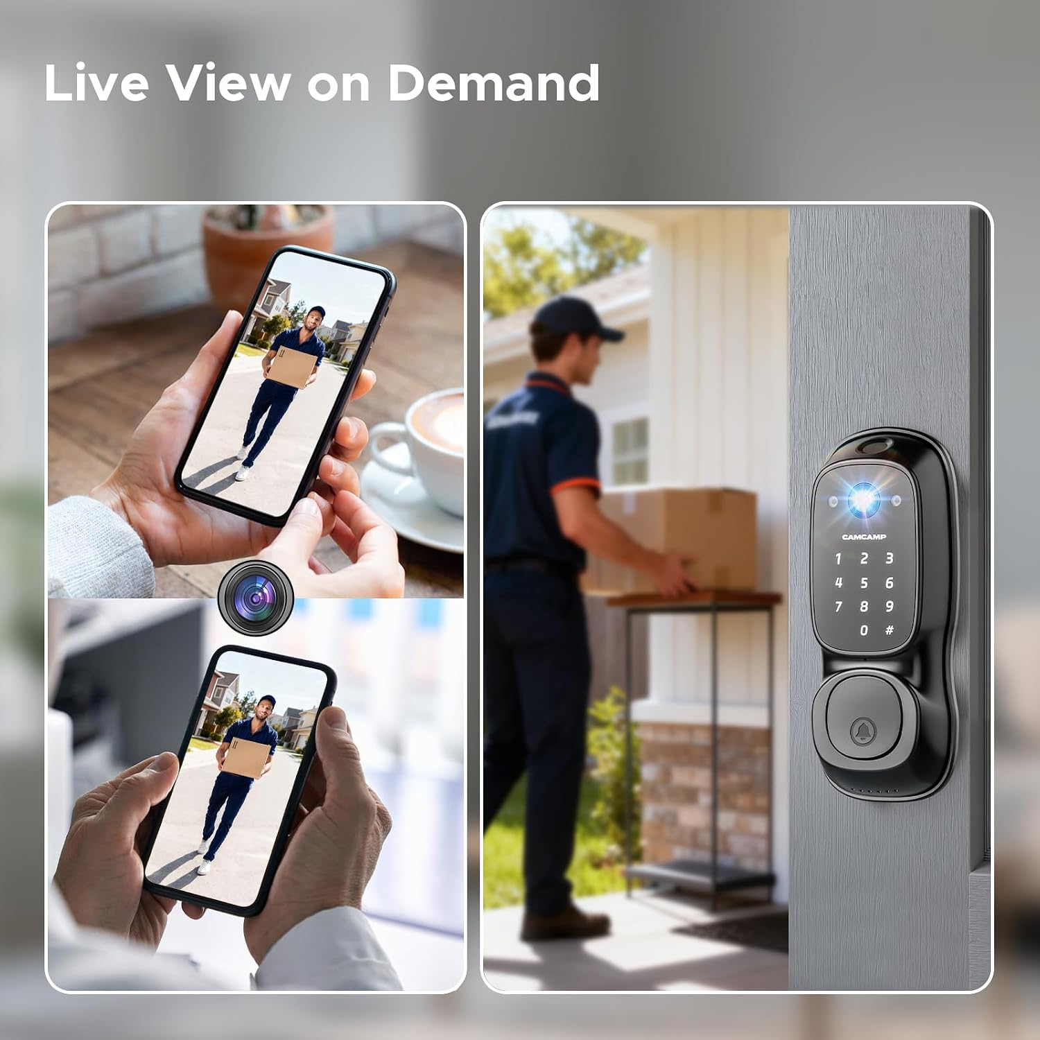 Smart Lock with Camera & Doorbell, 3-in-1 Smart Deadbolt for Front Door, Fingerprint Keyless Entry Door Lock with Live View, Video Smart Lock Built-in Wi-Fi, Auto Lock, Siri Unlock, IP66 Waterproof