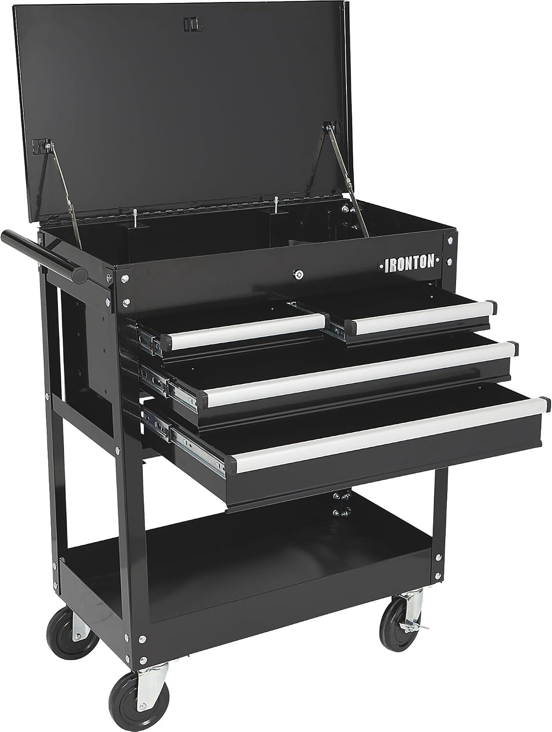 Ironton Mobile Tool Chest, Slide Top Tool Cart Made of Rust-Resistant Powder-Coat Finish, Mobile with Fully Opening Lid, Four Locking Drawers, Rolling Tool Carts Tool Cart with Drawers
