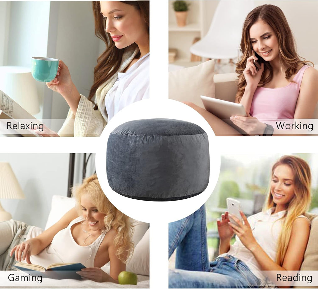 SHOUREN 5 Ft Bean Bag Chair,Memory Foam Bean Bag Chairs for Adults,Bean Bag Sofa for Living Room,Beanbag with Filler Included,Soft Velvet Fabric,Pull-Handle - 5 Foot,Dark Grey