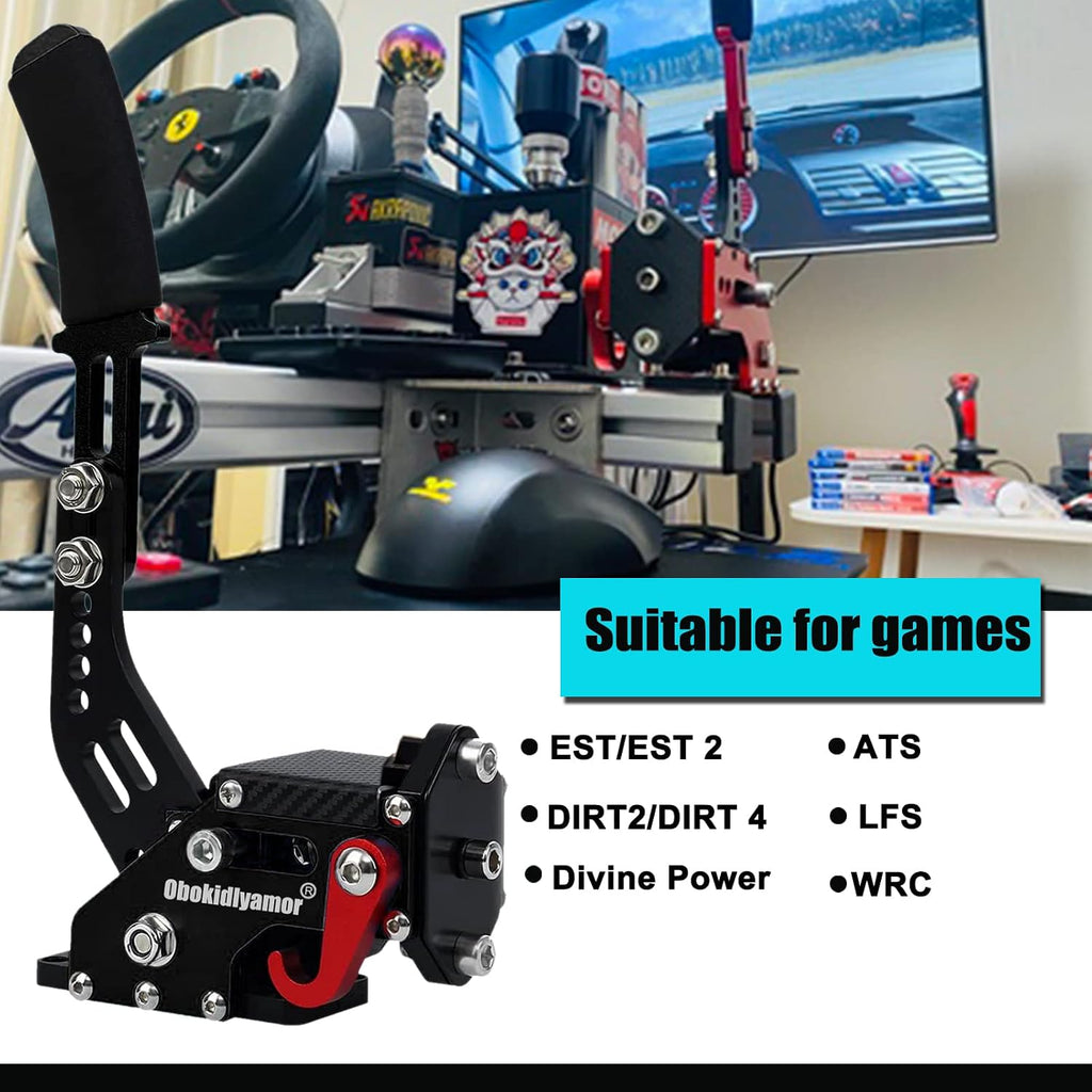 Obokidly Upgrade USB Handbrake Support G923(Advanced G920) Compatible With XBOX ONE/XBOX ONE S AND PC For Sim racing Game Sim Rig With Clamp (Black-3)