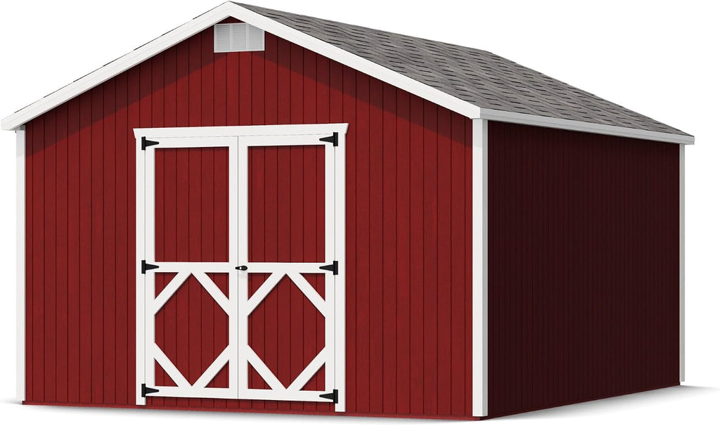 Little Cottage Co. 12x14 Classic Gable Shed with Floor, Outdoor Wood Storage Do-It-Yourself Precut Kit