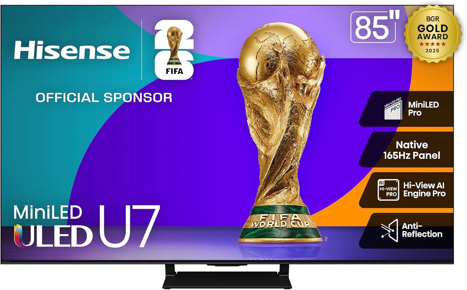 Hisense 85' U7 Mini-LED ULED 4K UHD Best Premium Gaming Google Smart TV 85U75QG 2025 Model - QLED Native 165Hz VRR 288 Up to 3000 Nits HDR10+ Dolby Vision IQ · Atmos IMAX Enhanced, 2.1.2 Ch (Renewed)